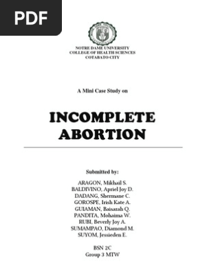 threatened abortion case presentation Incomplete abortion case study scribd